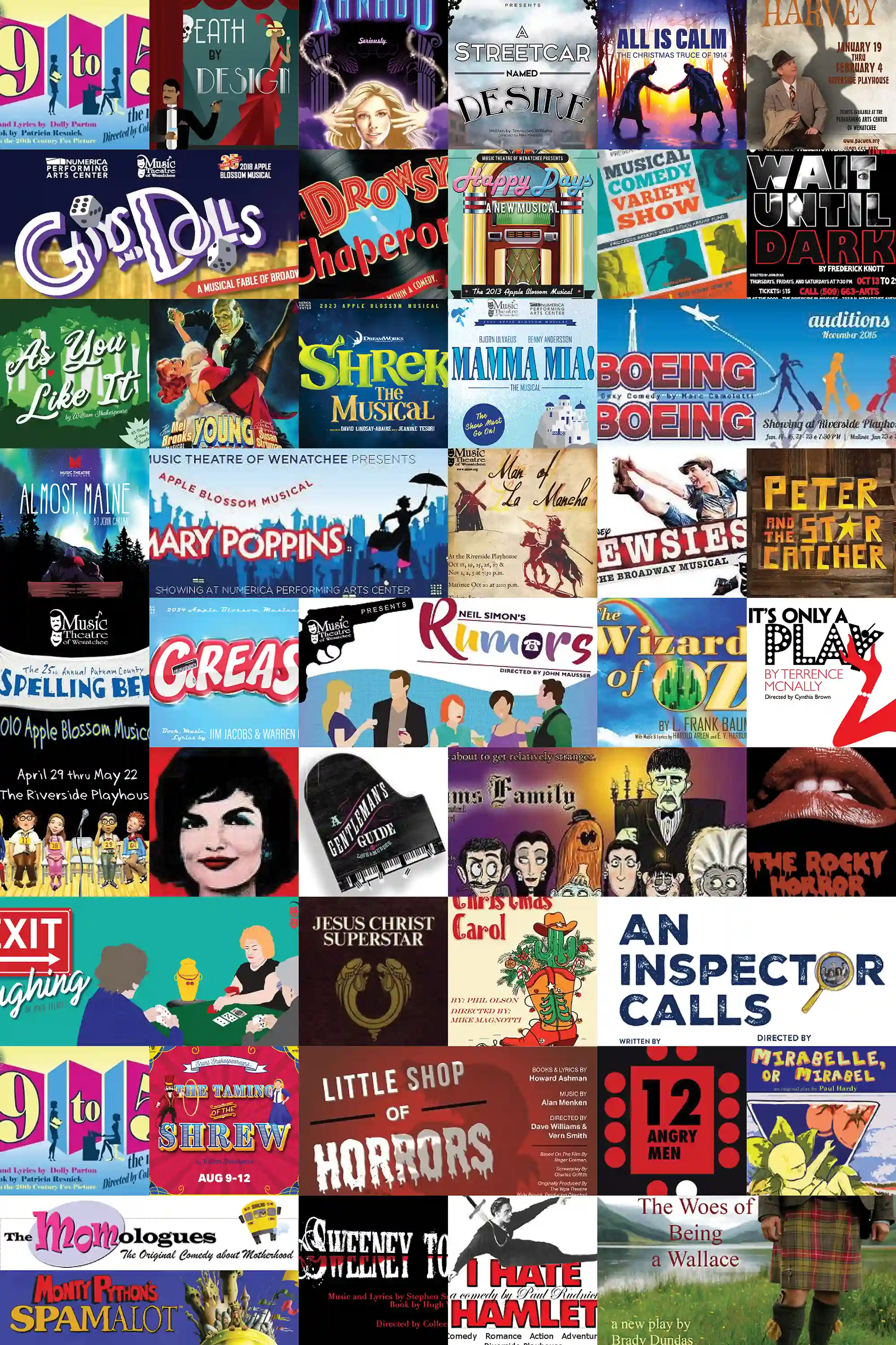 An collage of show posters from the theatre.