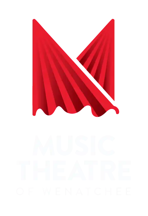 The logo for the Music Theatre of Wenatchee - a set of theatre curtains!